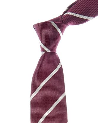 Brunello Cucinelli Burgundy Stripe Silk Tie
