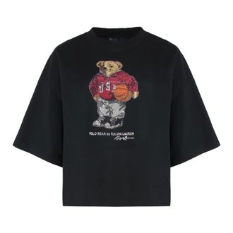 Polo Ralph Lauren Tops, Dames, Zwart, S, Katoen, Crew Neck Cotton T-Shirt