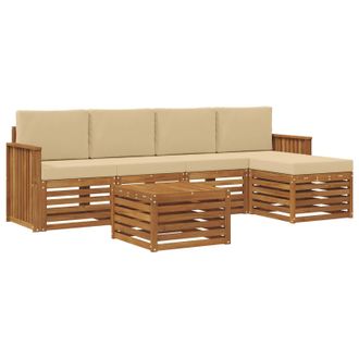 vidaXL Conjunto De Sof&aacute;s De Exterior Con Coj&iacute;n 6 Pcs Natural Y Beige Vidaxl