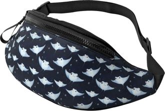 Generic Cute Stingray Blue Print Waist Pack Waist Bag Adjustable Fanny Pack For Sport Hiking Walking 14X35Cm