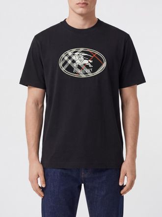 Burberry T-shirt girocollo in cotone con logo Equestrian Knight a contrasto