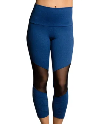 Onzie Womens Mesh Moto Capri Leggings In Onz Blue