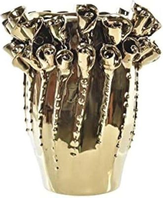 DKD Home Decor Vase - DKD HOME DECOR - Standard - Gold color - Dimensions 18x18x23 cm - Porcelain
