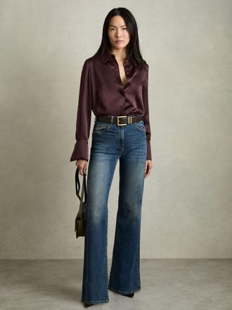 Reiss Red Silk Shirt, 8