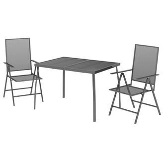 Berkfield Home Beautiful 3 Piece Garden Dining Set Anthracite Steel in Charcoal