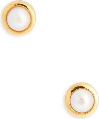 Dean Davidson Signature Genuine Freshwater Pearl Stud Earrings in Yellow Gold/Pearl at Nordstrom