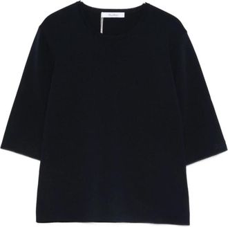 Max Mara Viscose Cr&ecirc;pe Trui met Ronde Hals - Dames - Ronde hals truien - Blauw - L - Truien & Vesten
