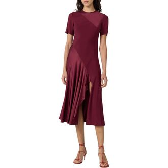Diane Von F&uuml;rstenberg Araminta Mixed Media Midi Dress in Cherry Wood at Nordstrom, Size Xx-Small