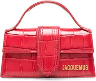 Jacquemus Schoudertas met krokodillenprint en klep - Dames - Handtassen - Rood - ONE Size - Leer - Tassen