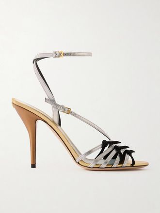 Valentino Garavani Sandali In Pelle Metallizzata Con Fiocchi Nodine 100 - Argento