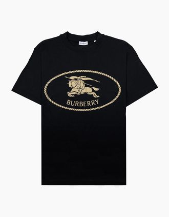 Burberry Mens Burberry Knight Stamp Cotton T Shirt Black - Size: 46