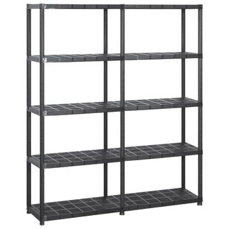 vidaXL Estanter&iacute;as De Almacenaje 5 Niveles Pl&aacute;stico Negro 142x38x170cm Vidaxl