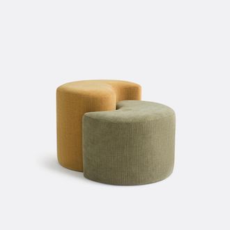 La Redoute Interieurs Set van 2 tweekleurige mimipoefjes, EBONY