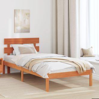 Berkfield Home Bed Frame with Headboard Wax Brown 90x200 cm Solid Wood Pine