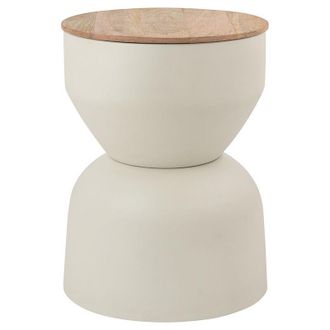 Miliboo Miliboo - Tavolino da caff&egrave; rotondo design con struttura in metallo color bruciato e legno massello di mango D30 cm yoyo