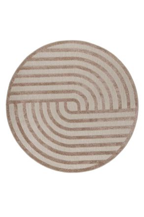 Esprit Alfombra redonda interior/exterior con relieve beige 120 cm