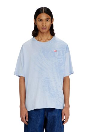 Diesel Relaxed T-shirt with pigment prints - T-Shirts - Man - Blue