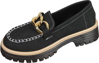 Generic Black Female Fashion Loafers with Frosted Round Head Design and Thick Heel for Various Occasions