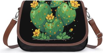 Generic Cactus with Yellow Desert Flower Crossbody Bags for Women Shoulder Messenger Bag Purse Handbags