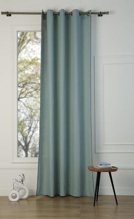 Febronie Cortina con ojales lino 140x260 verde celad&oacute;n / negro