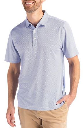 Cutter & Buck Pike Symmetry Print Recycled Blend Polo in White/Tour Blue at Nordstrom, Size Xxx-Large
