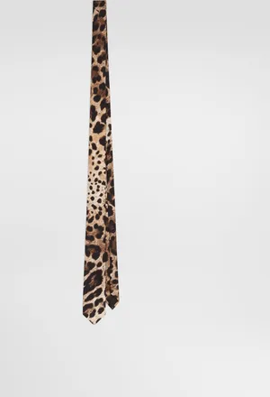 Dolce & Gabbana Leo-print Silk Twill Tie - Woman Scarves And Silks Animal Print Onesize