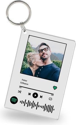 Generic Personalised Spotify Code Keychain Plaque, Custom Acrylic Song Album Cover with Photo, Customized Music Picture Keyring