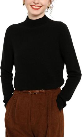 Dissa Women Cashmere Jumper Black Stand Neck Sweater Long Sleeve Relaxed Cashmere Wool Thin Jumper Solid Color Ladies Sweater,14,MZ2221