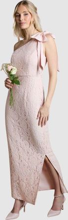 Coast One Shoulder Lace Maxi Dress in Blush at Nordstrom, Size 10