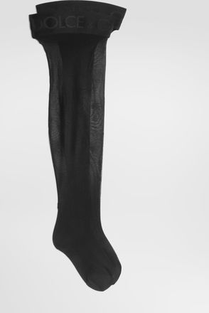 Dolce & Gabbana Hold-up Stockings With Logo - Woman Socks And Tights Black S
