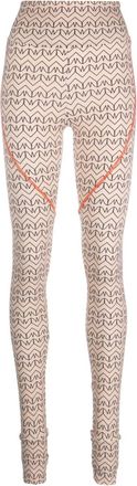 Patrizia Pepe monogram-print leggings - women - Polyamide/Spandex/Elastane - I - Neutrals