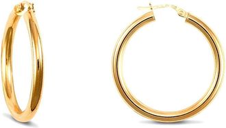 Jewelco London 9ct Gold Polished 3mm Hoop Earrings 30mm - JER179B