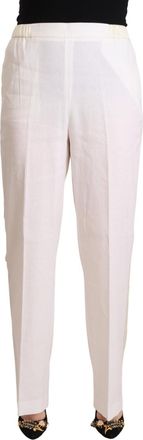 Fabiana Filippi Linen White High Waist Straight Formal Trouser Womens Pants (Pre-Owned)