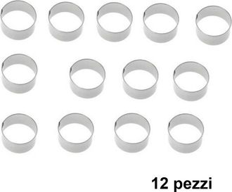 Trade Shop Trade Shop - Set 12 Pezzi Forme Stampi Per Dolci Torte Biscotti Rotonde Inox 8x4cm Pasticceri