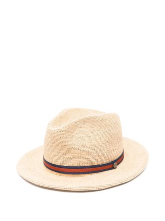Borsalino Argentina grosgrain-trim woven hat - women - Straw - 60 - Neutrals