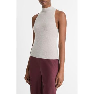 Vince Metallic Knit Sweater Tank in Birch Stone Metallic at Nordstrom Rack, Size X-Large