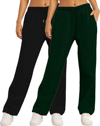 Generic Wide Leg Trousers for Women UK Women Joggers Lounge Trousers Lounge Straight Leg Joggers Ladies Elasticated Waist Womens Casual Pants Tracksuit Bottom
