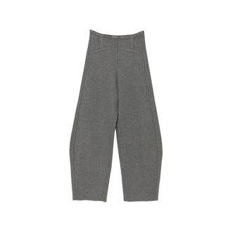 Frankie Shop Enya Knit Barrel Leg Broek - Dames - Broeken - Grijs - Maat: XS Zijde