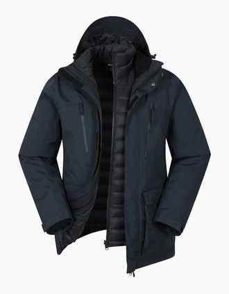 Mountain Warehouse Mens Mountain Warehouse Mens Maple 3 in 1 Waterproof Jacket - Navy - Size: 38/Regular