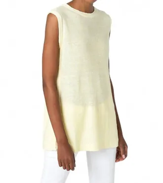 Kinross Cashmere Boatneck Tank Top In Lemon Twist