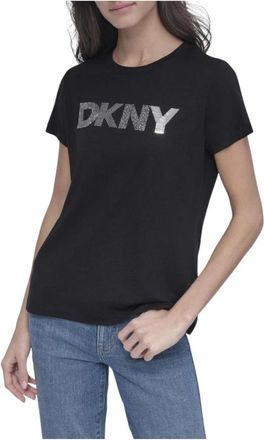 DKNY Gemengde Versierde T-shirt - Dames - T-shirts - Zwart - XS - Katoen - Tops