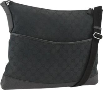 Gucci Pre-owned Vintage Canvas Schoudertas - Dames - Vintage Schoudertas - Zwart - ONE Size - Leer - Vintage