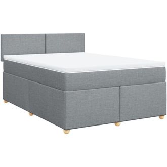 vidaXL Vidaxl - Cama Box Spring Con Colch&oacute;n Tela Gris Claro 160x200 Cm