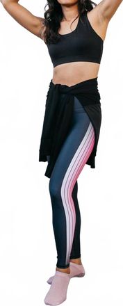 PLAYGROUND Womens Fame Pink Track Mid Rise Legging In Black Multi
