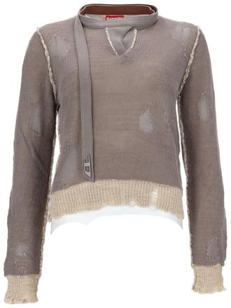 Diesel M-Dracarina Cropped Frayed Cotton Sweater
