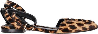 Alexander Wang Alexander Wang Lara Leopardenprint Enkelband dOrsay Ballerinas in Bruin Kalfsleer
