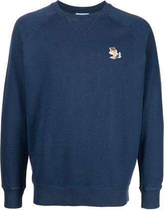 Maison Kitsuné logo crew-neck sweatshirt - men - Cotton - S - Blue