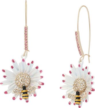 Betsey Johnson Flower & Bee Statement Earrings in White at Nordstrom
