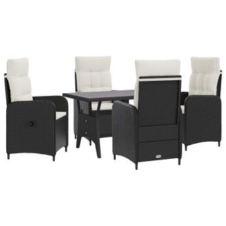 vidaXL Juego De Comedor Para Exteriores 5 Pcs Negro Y Blanco Crema Vidaxl
