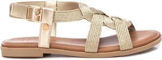 Xti Womens Braided Flat Sandals In Gold